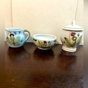 Buchan Vintage 3pc Thistleware Portobello stoneware cream and sugar set